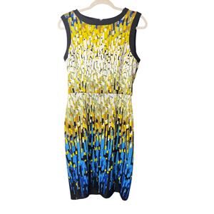 Maggy London Geometric Print Sleeveless Sheath Dress Polyester MultiColor Size 8